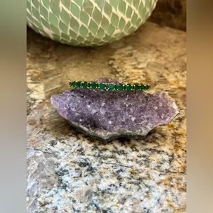 Gold Emerald Stone Bangle Bracelet